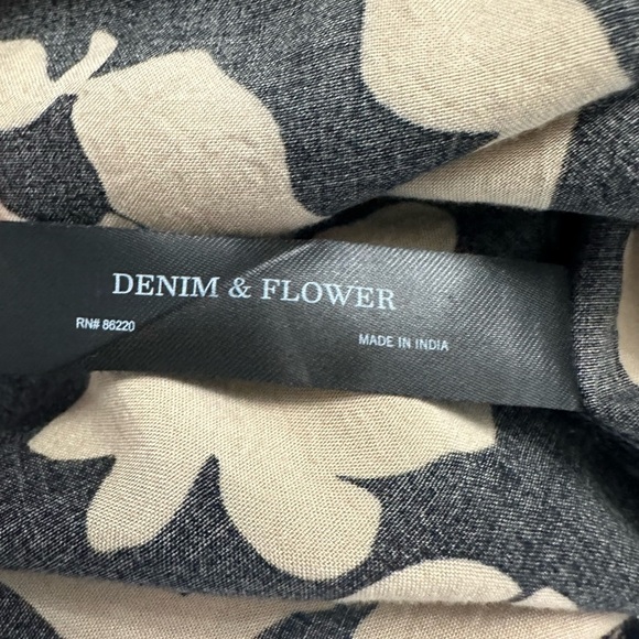 Denim & Flower Ricky Singh‎ Floral Print Short Sleeve Button Up Shirt Size Large - Picture 4 of 5